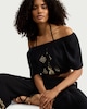 image 2 of F&F Cotton Rich Embroidered Beach Blouse in Multi Black