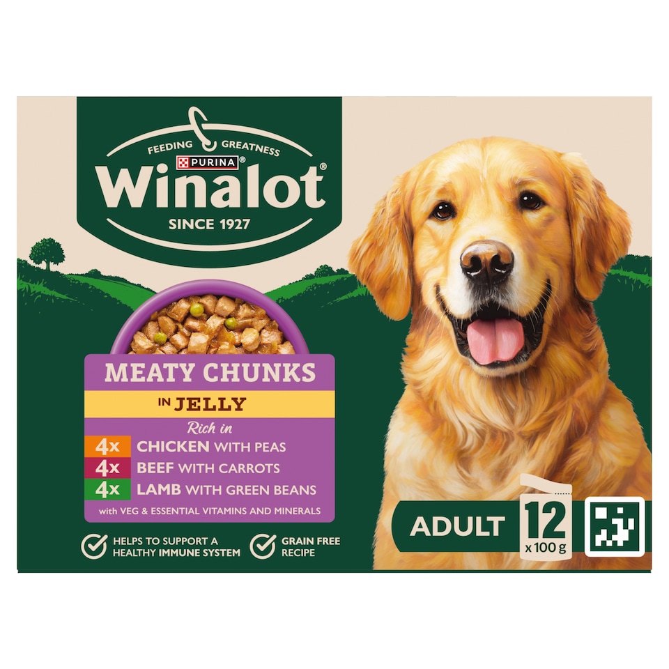 image 1 of WINALOT Meaty Chunks Mixed in Jelly Wet Dog Food 12x100g