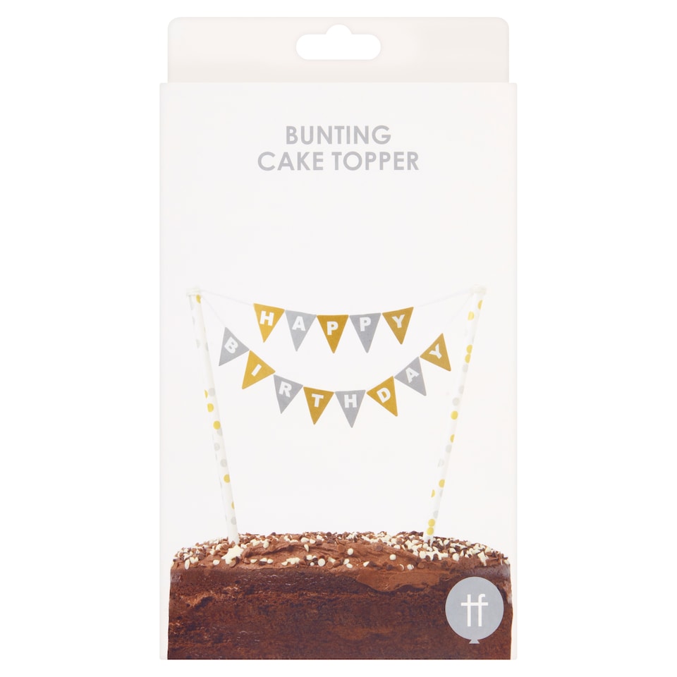 Bunting Cake Topper Gold & Silver