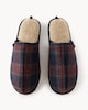 image 2 of F&F Faux Fur Lined Checked Mule Slippers in Blue