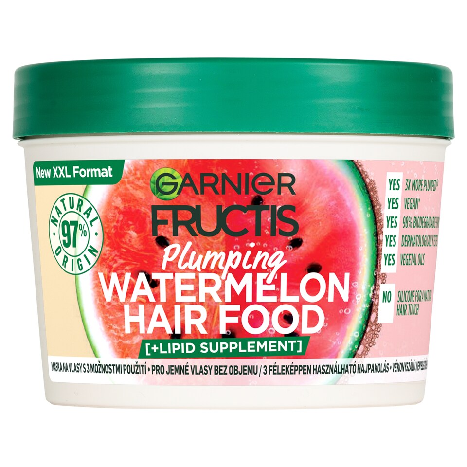 Fructis Hair Food Plumping Watermelon 3 in1  hair mask for fine hair, 400 ml