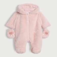 F&F Baby Rabbit Style Hooded Pramsuit in Multi Pink