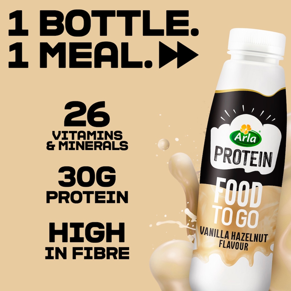 image 1 of Arla Protein Food To Go Vanilla Hazelnut Flavoured Meal Replacement Shake 500ml