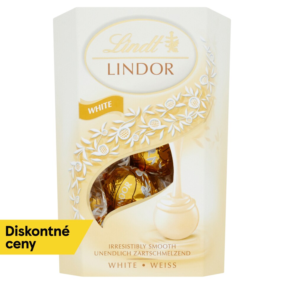 Lindt Lindor Biela čokoláda s jemnou tekutou náplňou 200 g