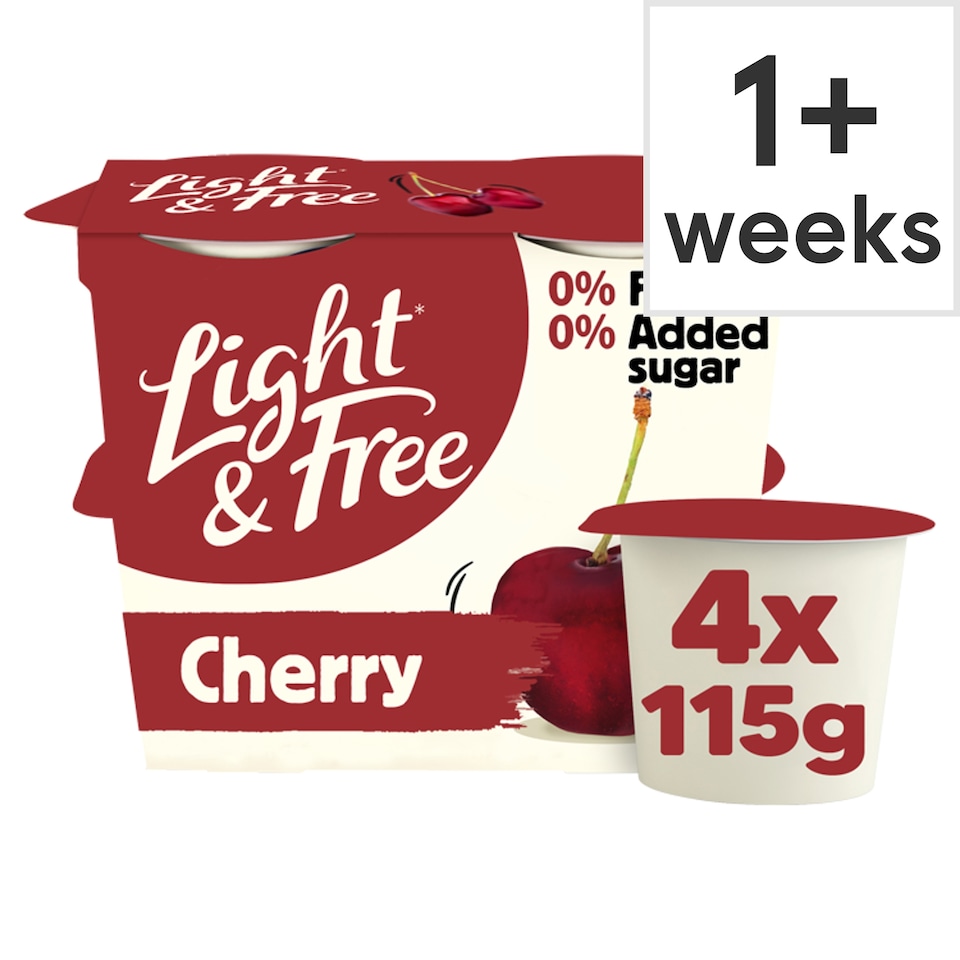 image 1 of Light & Free Cherry Greek Style Fat Free Yoghurt 4x115g
