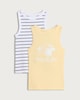 image 3 of F&F Girls 2-Pack Cotton Rich Vests in Multi Yellow