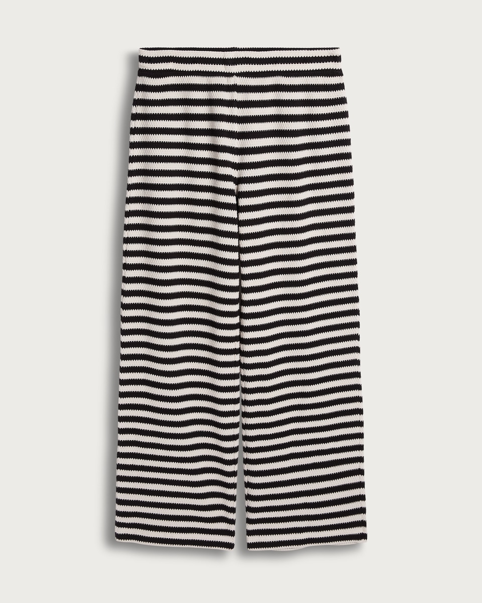 F&F Cotton Rich Textured Stripe Wide Leg Co-ord Trousers in Multi Black White