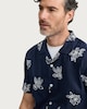 image 2 of The F&F Edit Cotton Rich Floral Embroidered Short Sleeved Shirt in Navy