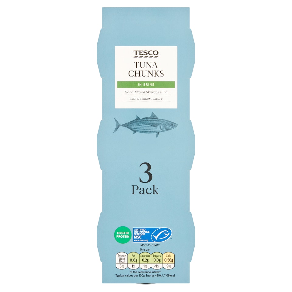 Tesco Tuna Chunks In Brine 3X80g
