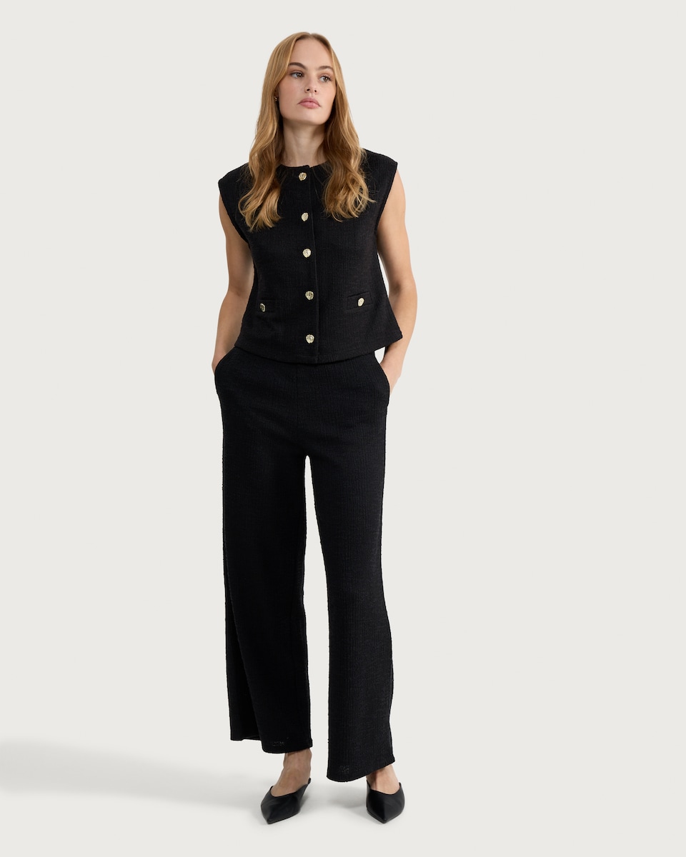 image 1 of F&F Textured Buttoned Co-ord Waistcoat in Black
