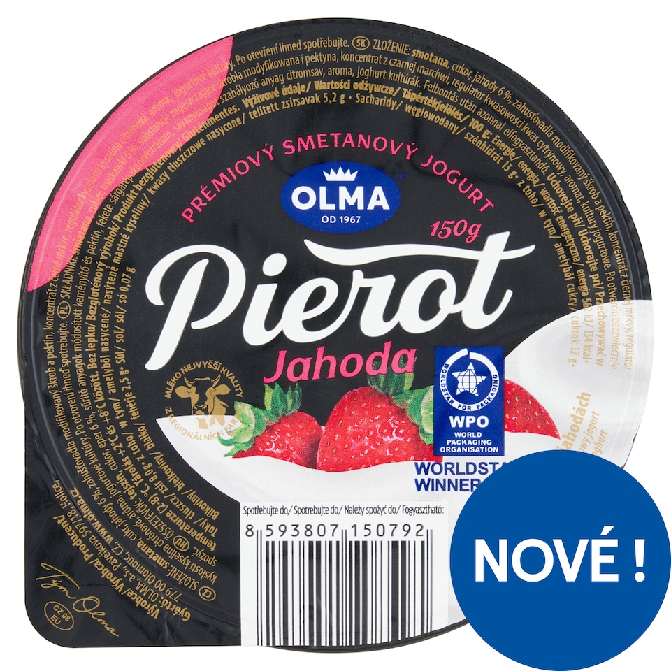 Obrázek 1 pro produkt Olma Pierot Smetanový jogurt na jahodách 150g