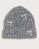 image 1 of F&F Knitted Faux Pearl Diamanté Embellished Beanie Hat with Wool in Grey