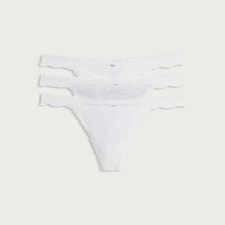 F&F 3-Pack Cotton Rich Lace Trim Thongs in Multi