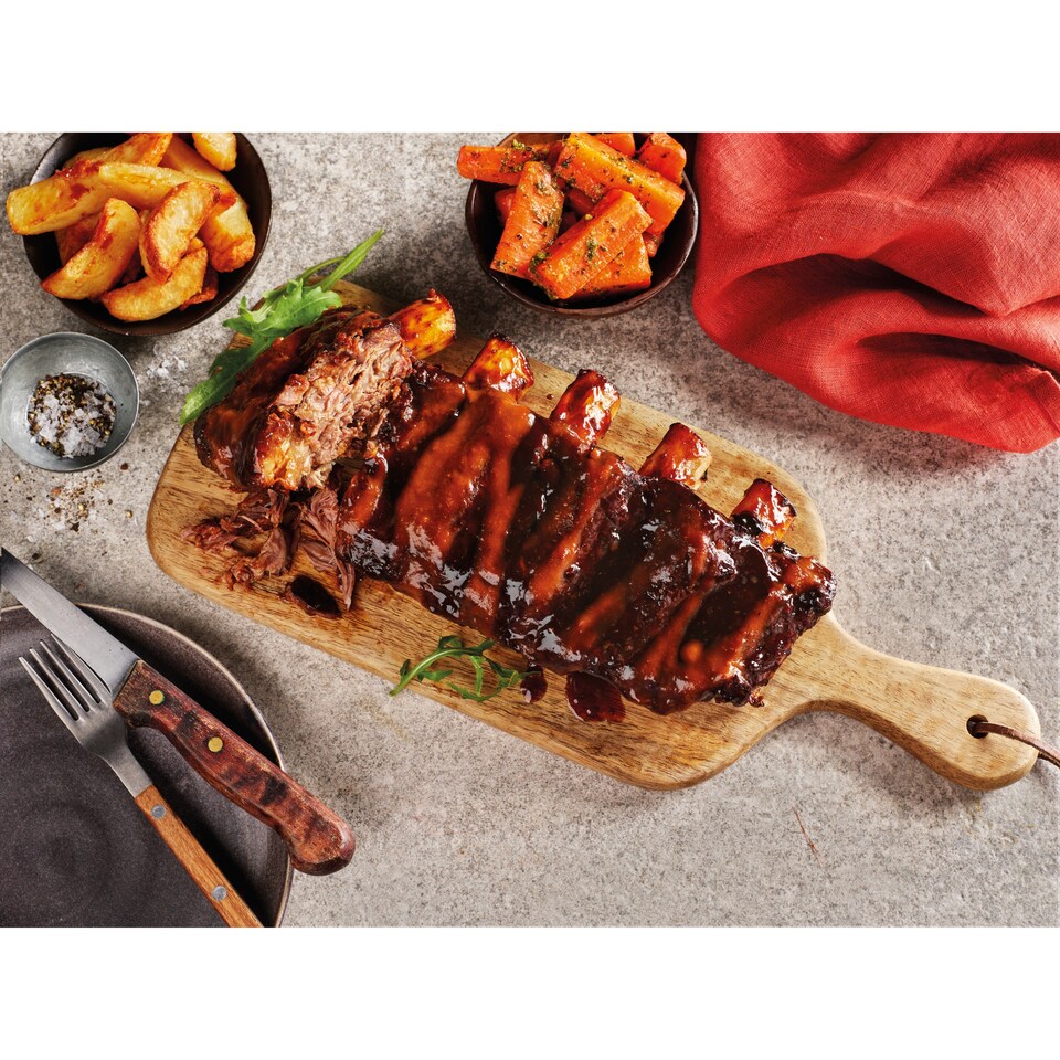 image 1 of Tesco Finest Slow Cooked Smoky Beef Ribs with Truffle & Mustard Sauce 1.05Kg