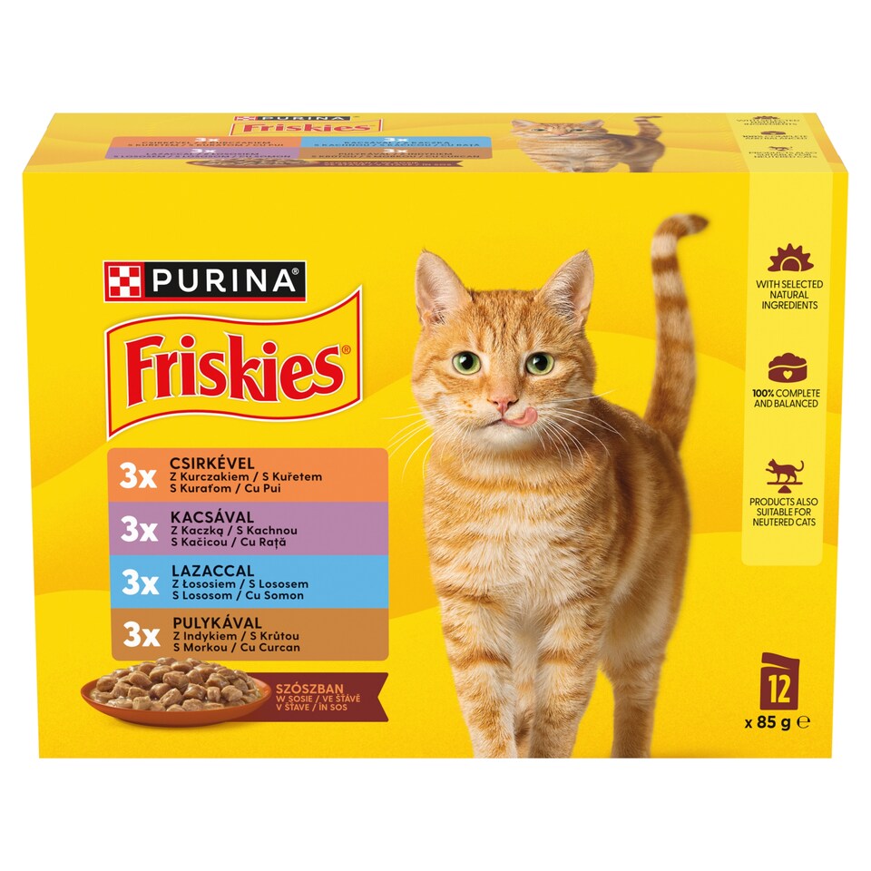 obrázok 1 z Friskies kapsičky pre mačky kura, kačica, losos, morka v šťave 12 × 85 g