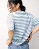 image 2 of F&F Pure Cotton Striped Boxy T-Shirt in Multi Blue