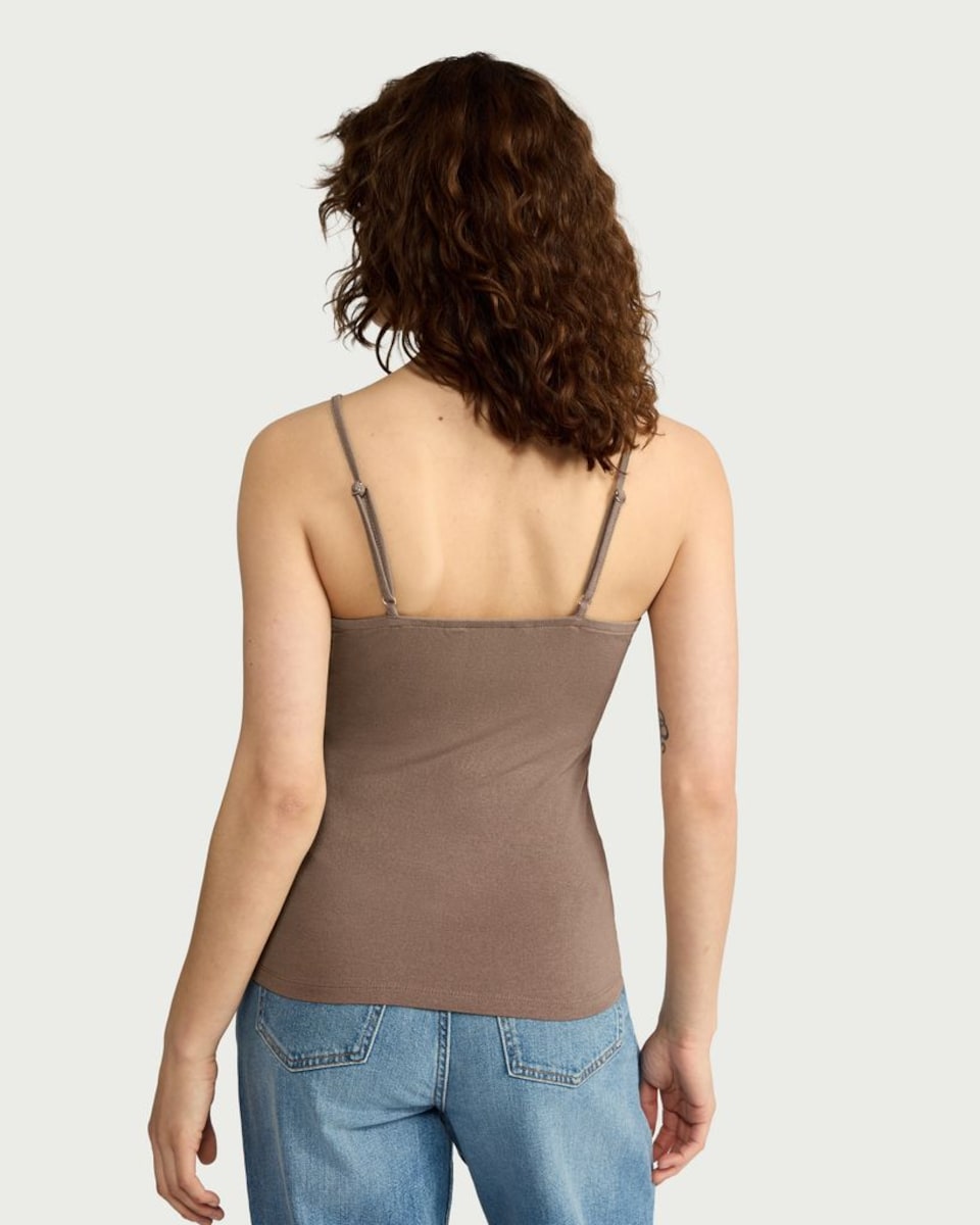 image 1 of F&F Lace Trim Strappy Vest in Mink