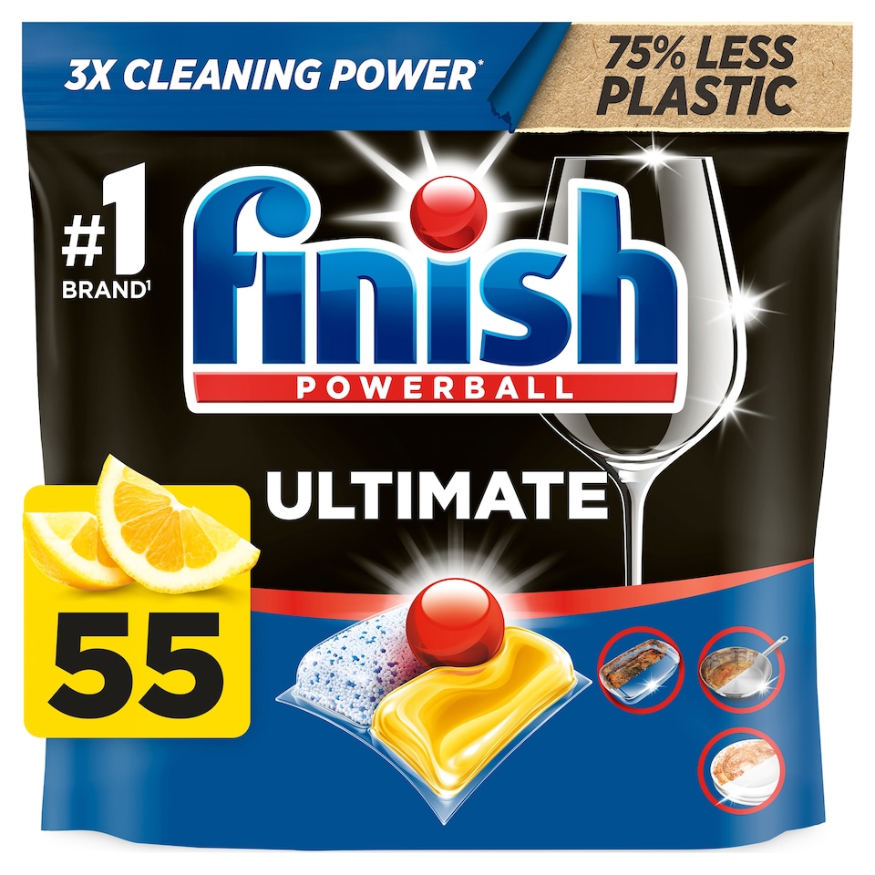 image 1 of Finish Ultimate All In One Dishwasher Tablets - Lemon 55 Pack 709.5g