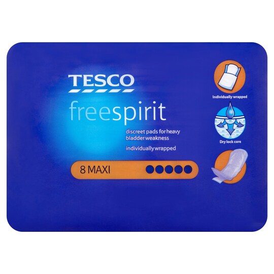 Tesco Free Spirit Discreet Extra Plus Pads 8 Pack Tesco Groceries