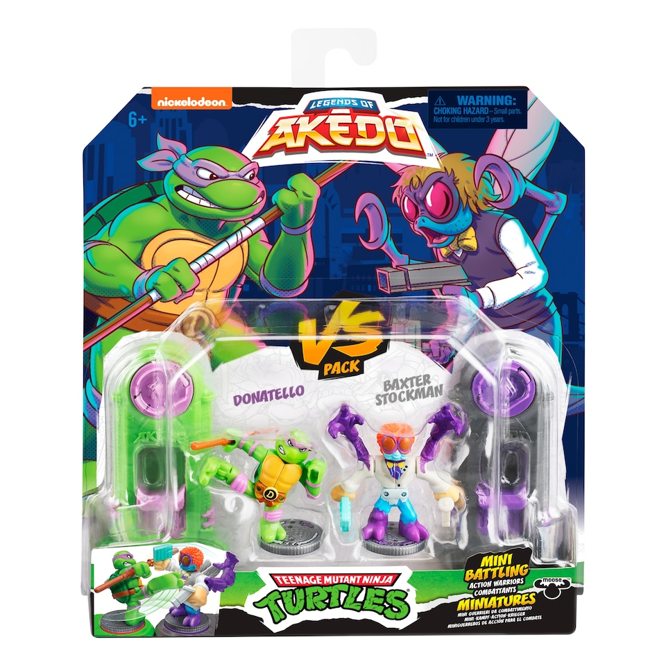 image 1 of Legends Of Akedo Teenage Mutant Ninja Turtles Mini Battling Warriors Donatello Vs Baxter Stockman Figures