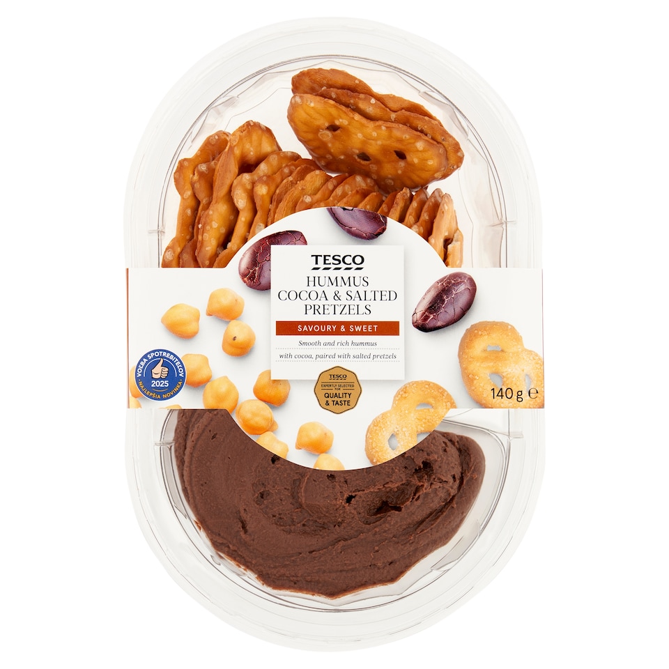 Tesco Hummus Cocoa & Salted Pretzels 140g