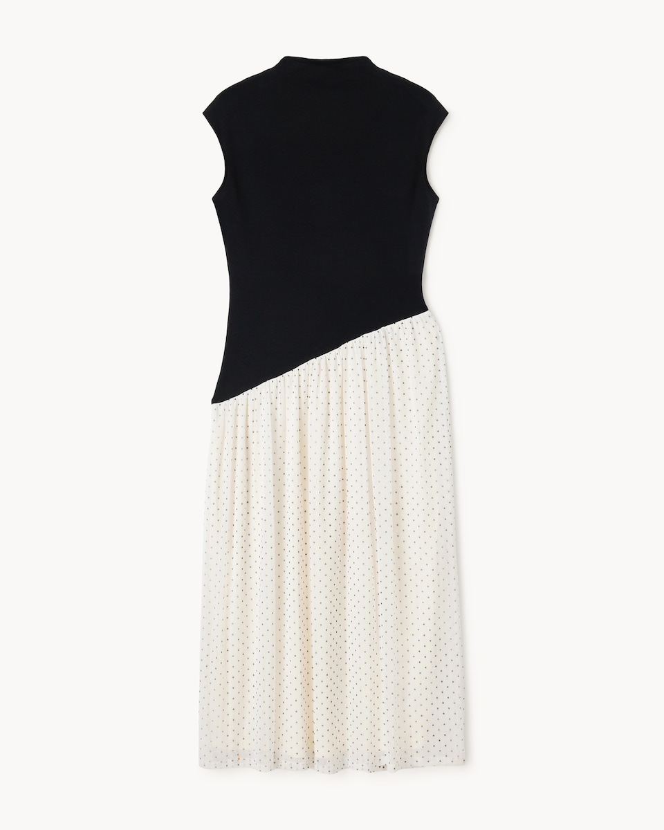 image 1 of F&F Cotton Rich Polka Dot Midi Dress in Multi Black