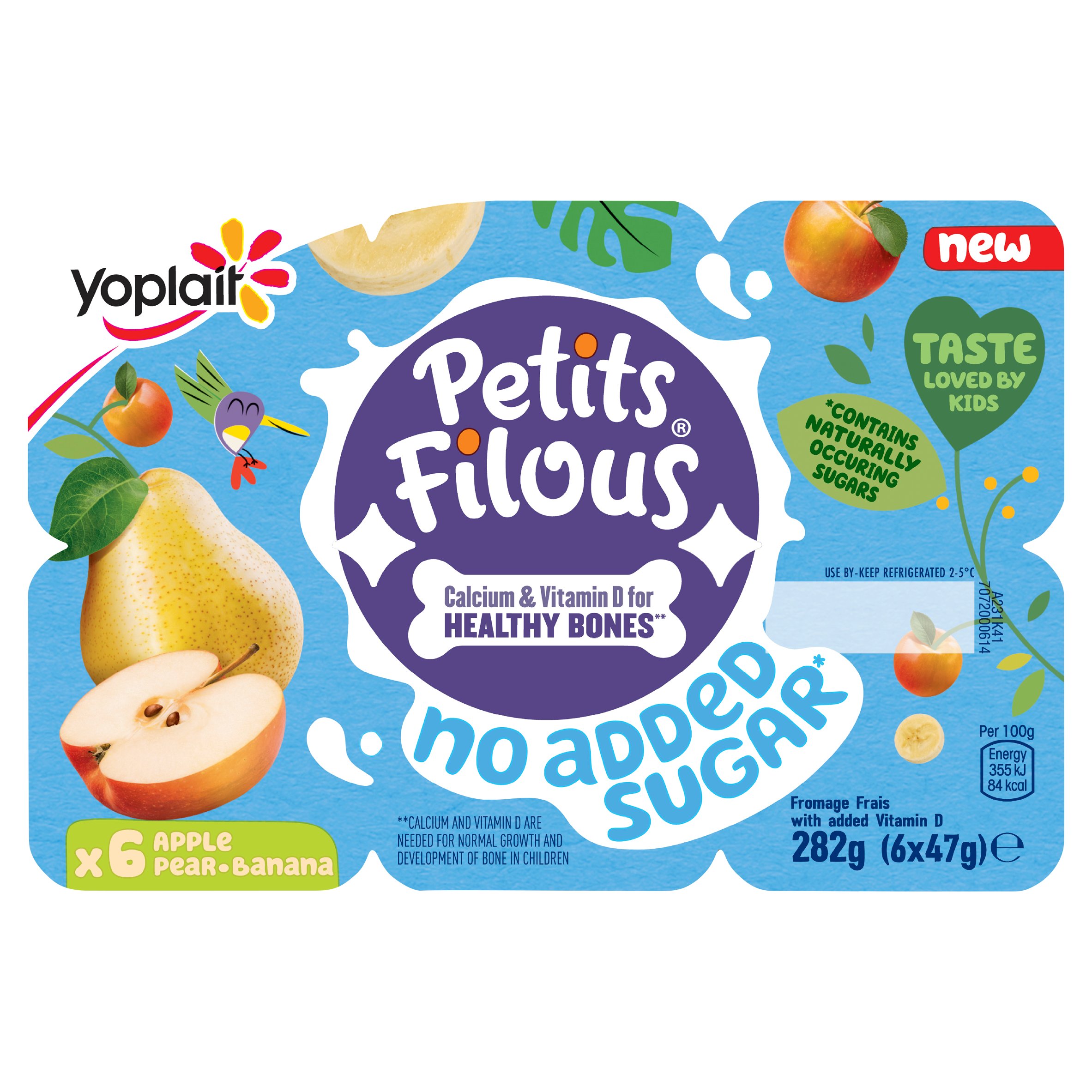 Petits Filous No Added Sugar Apple Pear & Banana Fromage Frais 6 X 47G