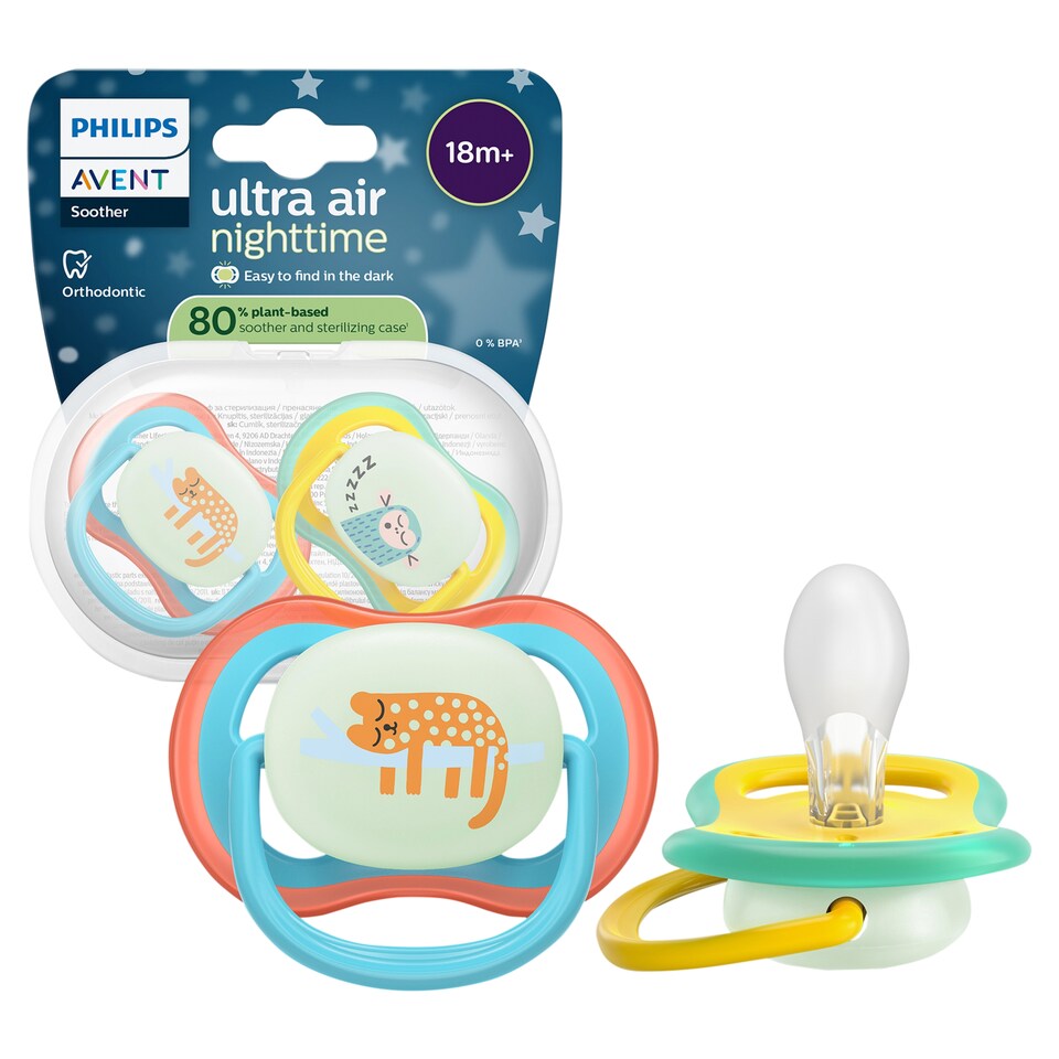 image 1 of Philips Avent Ultra Air Night Time Soother 18m+ 2 pack