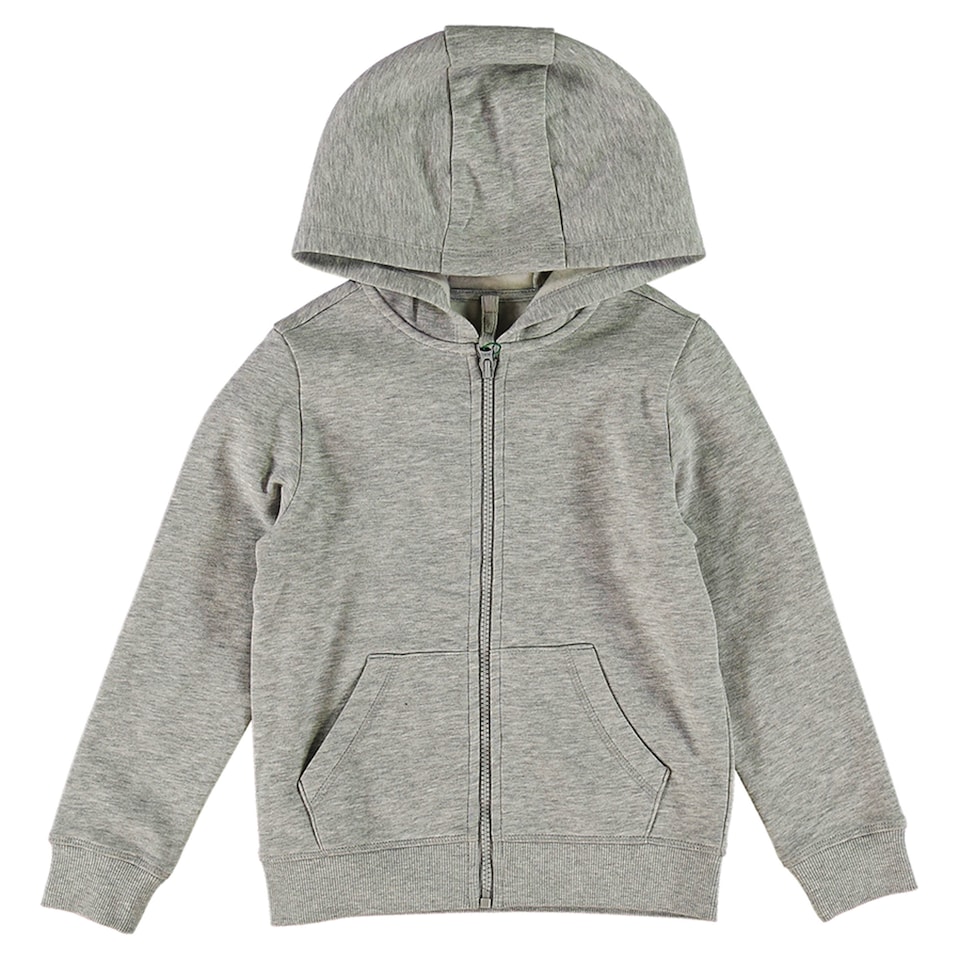 F&F School Unisex Cotton Rich Zip-Up Hoodie in Grey Marl