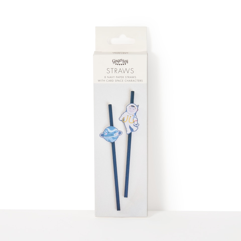 image 1 of Ginger Ray Happy Space Planet Paper straws 8PK