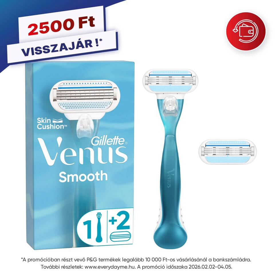 Gillette Venus Smooth Női Borotva, 2 Borotvabetétekkel 1. kép