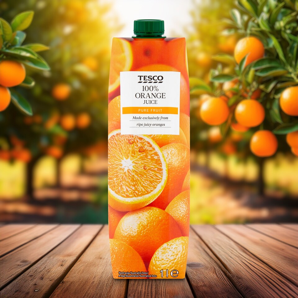 image 1 of Tesco 100% pomarančová šťava 1 l