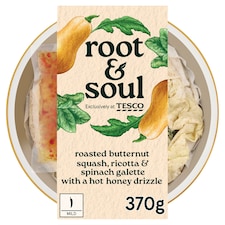 Root & Soul Roasted butternut squash, ricotta & spinach galette with a hot honey drizzle 370g