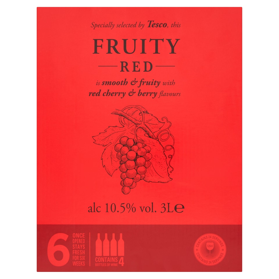 image 1 of Tesco Fruity Red Box Wine 3L