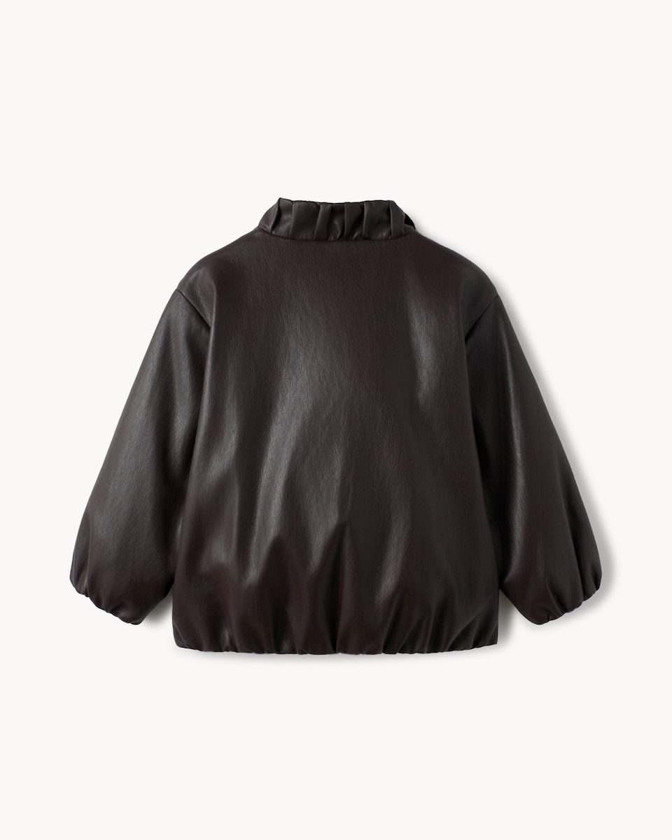 image 1 of F&F Girls Faux Leather Jacket in Brown