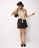 image 2 of F&F Faux Suede Wrap Mini Skirt in Chocolate