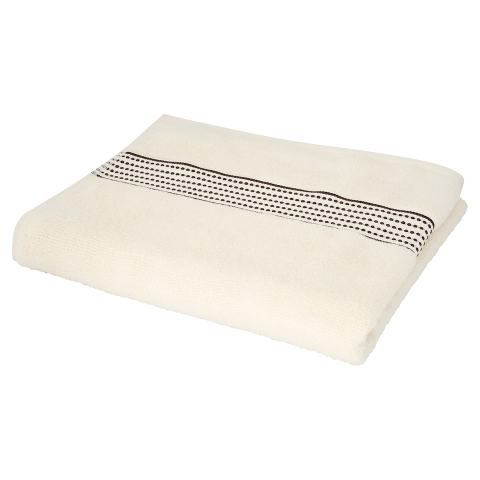F&F Home Ecru Stitch Border Bath Sheet Towel