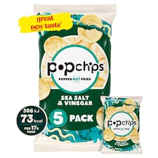 Popchips Sea Salt & Vinegar Multipack Crisps 5x17g