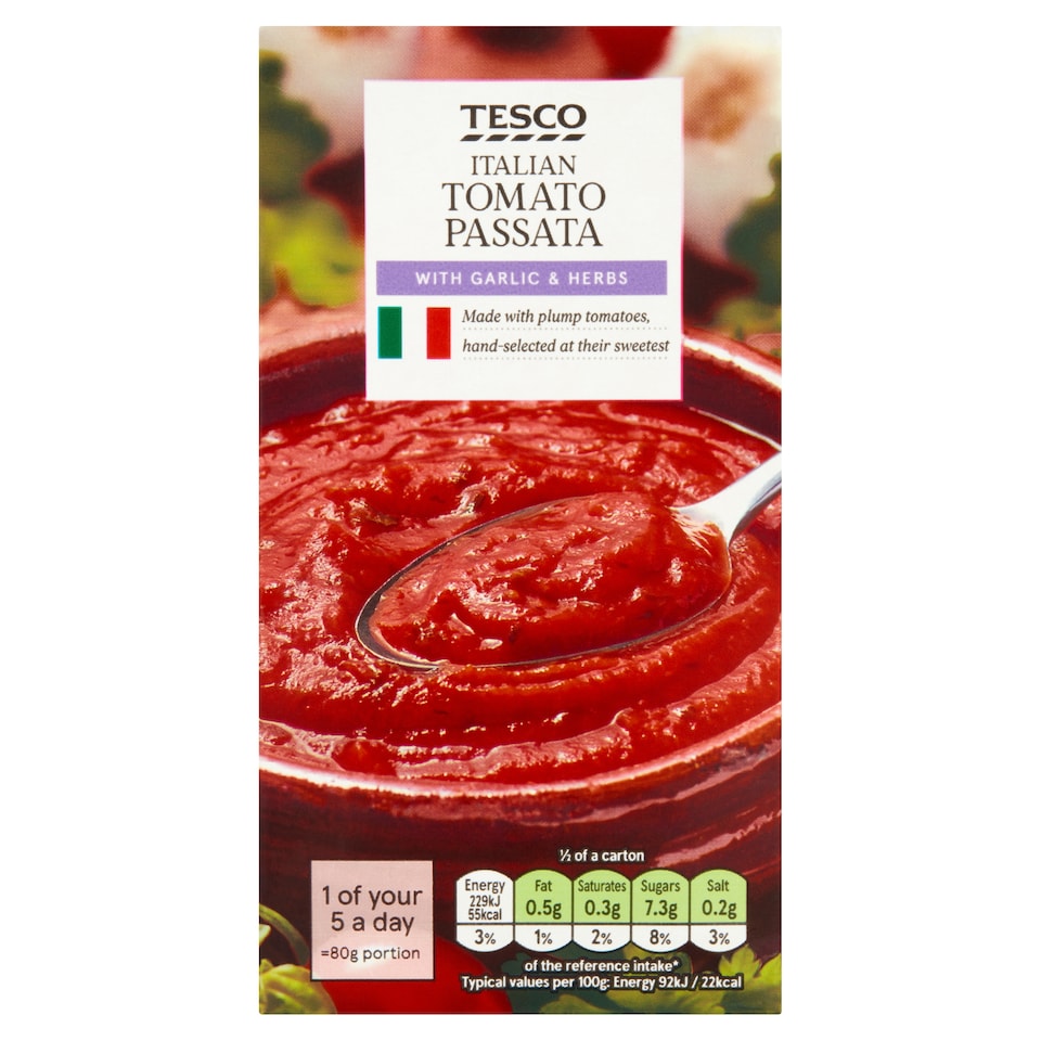Tesco Italian Passata With Garlic & Herbs 500G