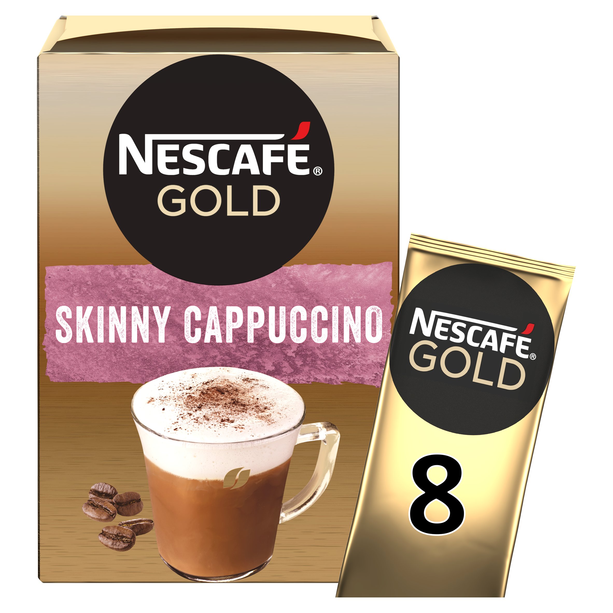 Nescafe Gold Skinny Cappucino Unsweetened 8 Sachet 116G - Tesco Groceries