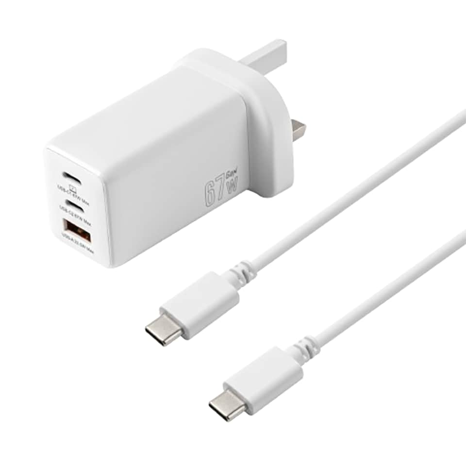 TESCO 67W PD GaN 3PORT HOME CHARGER WITH CABLE