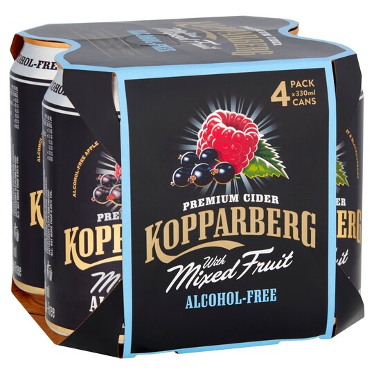 Kopparberg Premium Cider Mixed Fruit Alcohol Free 4X330ml Tesco Groceries