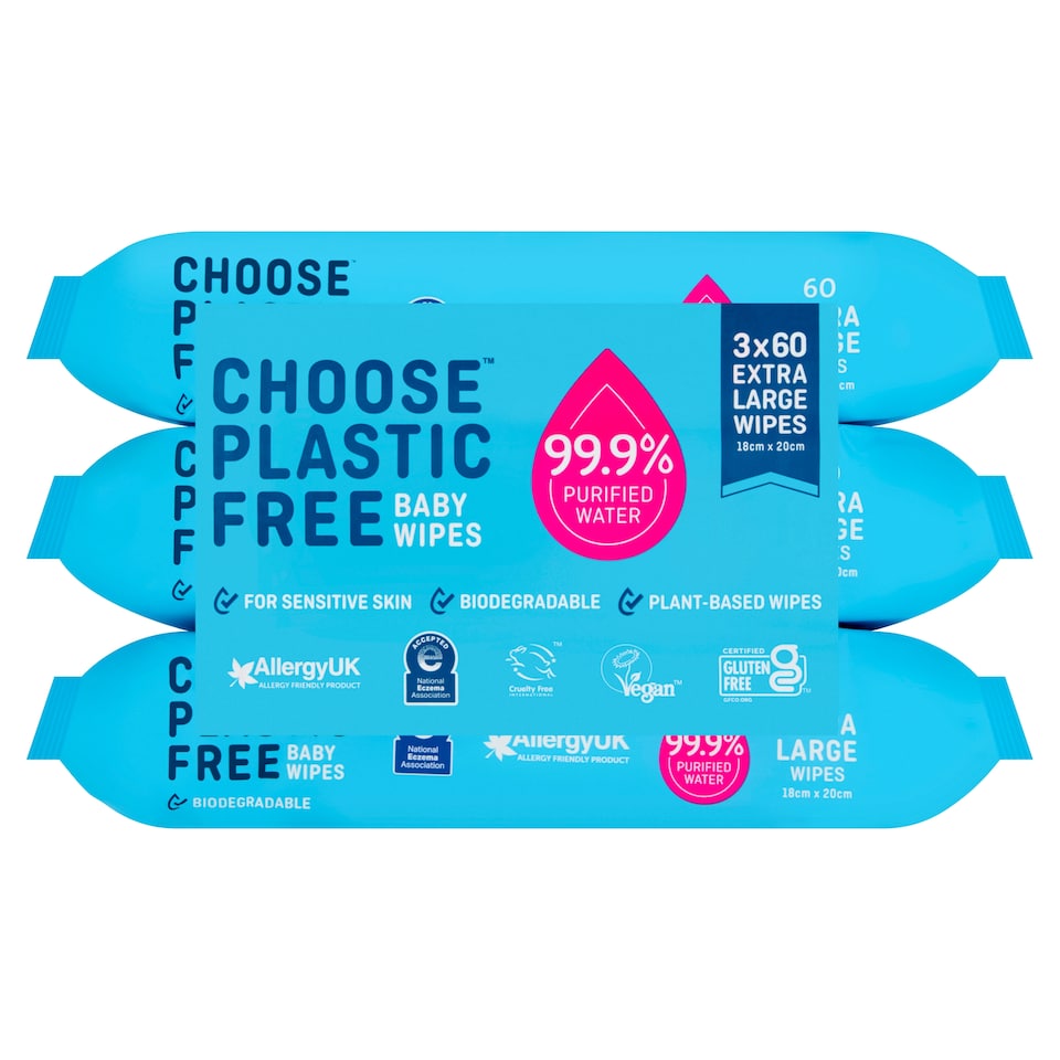 Waterful Choose Plastic Free Baby Wipes 3X60 Wipes