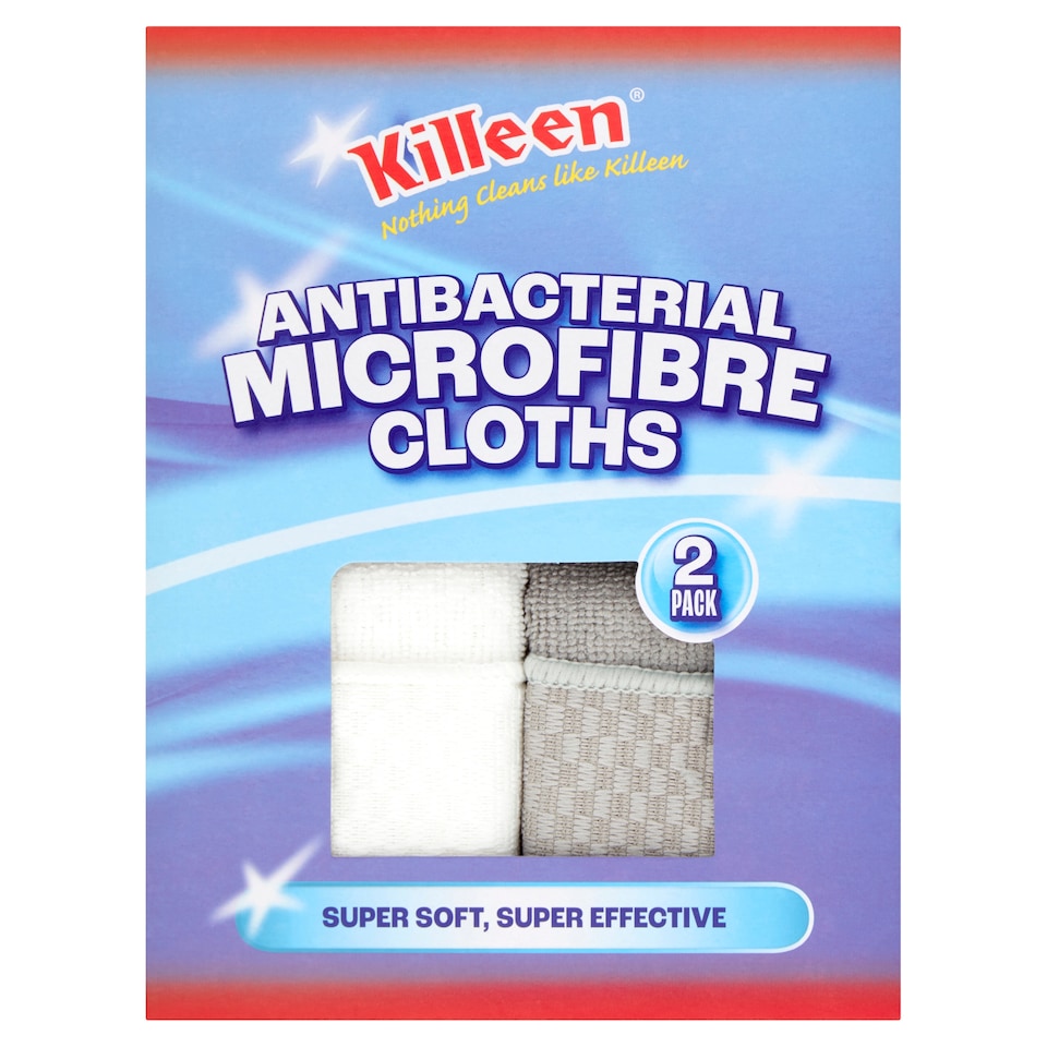 Killeen Antibacterial Micro Fibre Cloths 2 Pack