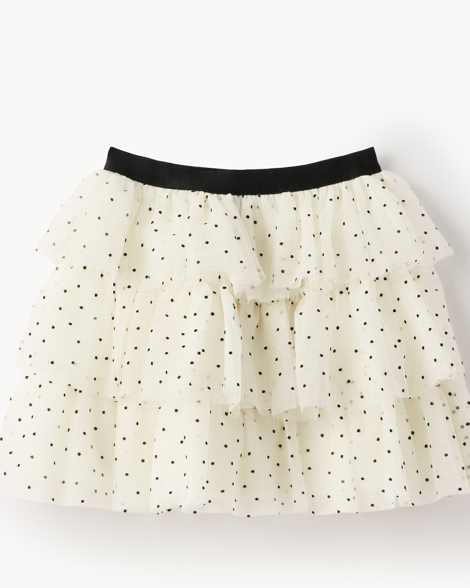 image 1 of F&F Girls Polka Dot Tiered Skirt in Multi