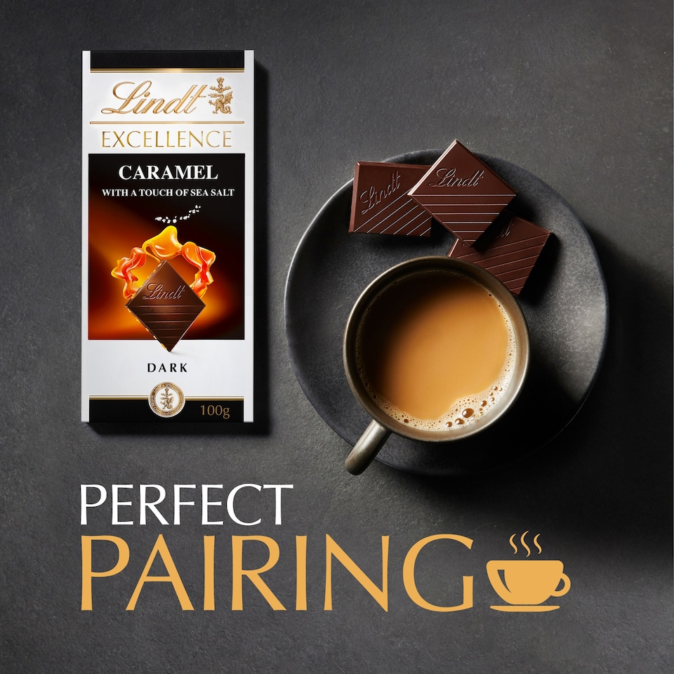 image 1 of Lindt Excellence Dark Caramel Sea Salt Chocolate Bar100g