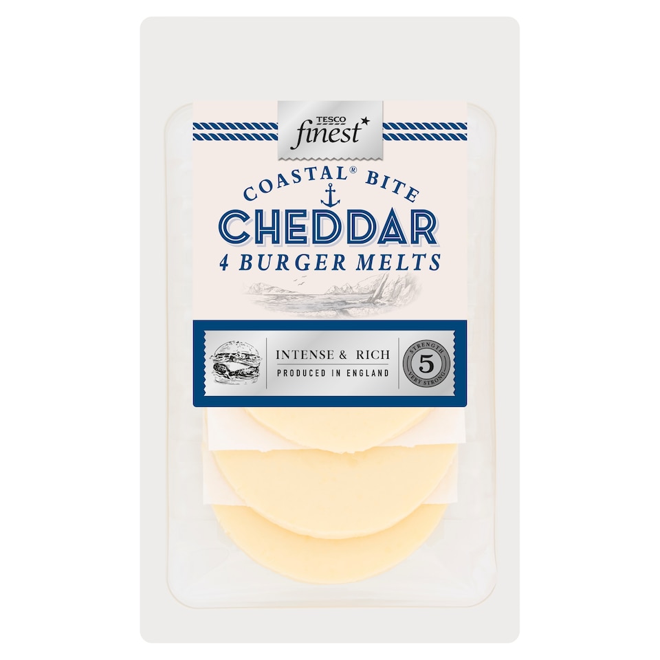 Tesco Finest 4 Coastal Bite Cheddar Burger Melts 160G