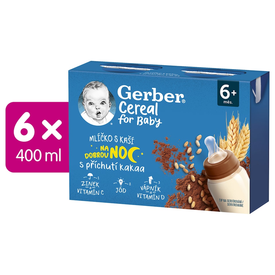 obrázok 1 z GERBER Cereal mliečko s kašou s príchuťou kakaa 2 x 200 ml