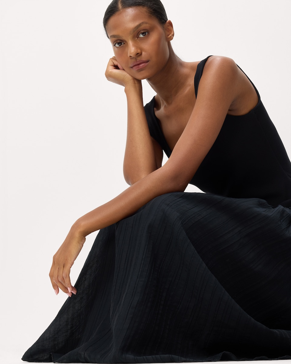 image 1 of F&F Square Neck Midi Dress in Black
