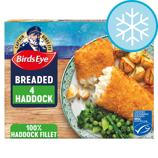 Birds Eye 4 Large Breaded Haddock 440G Tesco Groceries